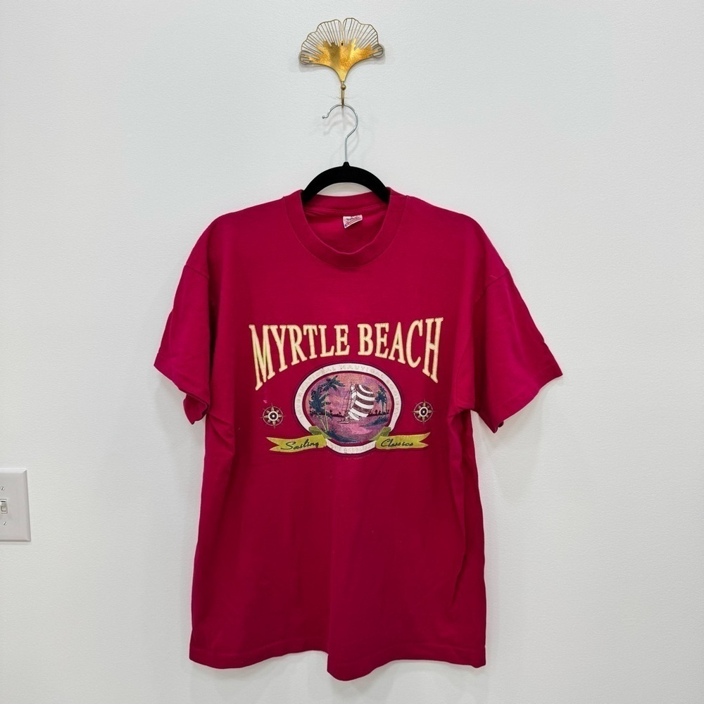 Vintage Myrtle Beach SC 100% Cotton Single Stitch Fruit if the loom Sz XL